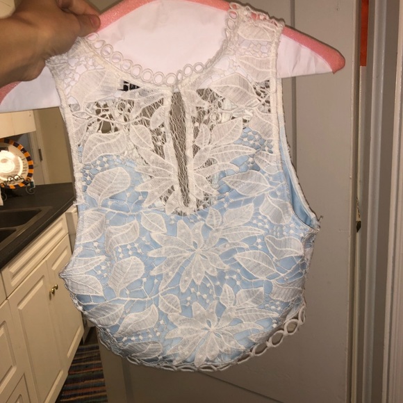 NWOT Lush lace crop top blue - Picture 3 of 8